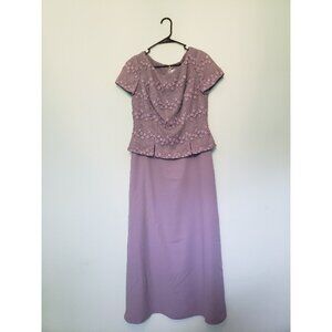 Forever Yours Mother Of The Bride Maxi Dress Womens 8 Short Sleeve Purple Floral